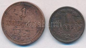 Ausztria 1851A 1kr Cu + 1885. 1kr Cu T:2,2- ph.
Austria 1851A 1 Kreuzer Cu + 1885. 1 Kreuzer Cu C:X...