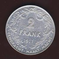 Belgium 1911. 2Fr Ag flamand nyelvű variáns T:2