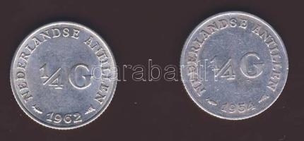 Holland Antillák 1952. 1/4G Ag T:3+ + 1962. 1/4G Ag T:2