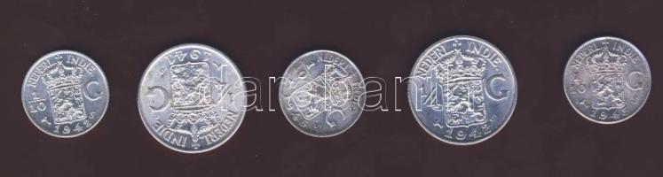 Holland Kelet India 1941-1945. 1/10G Ag (3x) + 1/4G Ag (2x) T:1,1/2