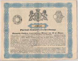Ausztria / Bécs 1847. Gróf Eszterházy Kázmér részlegesen beváltható kötvény 20Fl-ról, szárazpecséttel T:III Austria / Vienna 1847. Partial Convertible Bond of count Kasimir Esterhazy about 20 Florins, with embossed stamp C:F