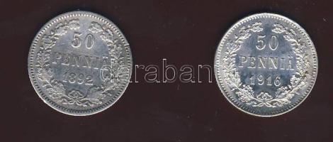 Finnország/Nagyhercegség 1892. 50P Ag T:3 + 1916. 50P Ag T:1