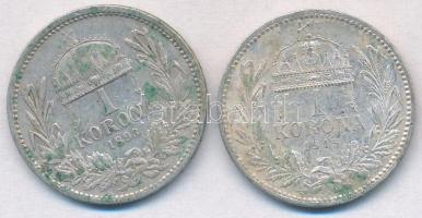 1893KB-1915KB 1K Ag "Ferenc József" (2x) T:2,2- szennyeződés