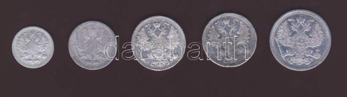 Oroszország 1892-1912. 5k Ag, 10k Ag, 15k Ag (2x), 20k Ag összesen 5db T:3,4 (csak 1db)