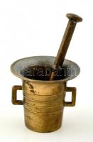 Mini réz mozsár törővel, m:6 cm, m:12 cm
