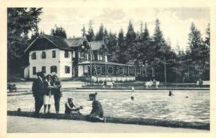 Felsőzúgófürdő, Kupele Vysne Ruzbachy; strand, Villa Terézia, kávéház, Bernat Blayer kiadása / strand, villa, café (EK)