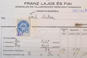 1918-1948 4 db Számla (Franz Lajos és Fiai Gőzmalom és Villamosüzem Rt.(Nagykanizsa), Berlini Kendőá...