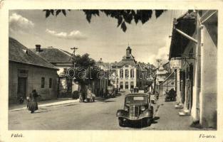 Fülek, Filakovo; Fő utca, Illés L. üzlete, automobil / main street, shops, automobile (EK)