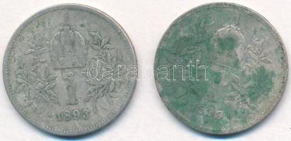 Ausztria 1893-1899. 1K Ag "Ferenc József" (2x) T:2-,3 szennyeződés 
Austria 1893-1899. 1 ...