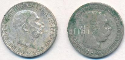 Ausztria 1893-1915. 1K Ag Ferenc József (2x) T:2-,3 szennyeződés  Austria 1893-1915. 1 Corona Ag Franz Joseph (2x) C:VF,F stain