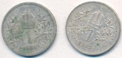 Ausztria 1895-1915. 1K Ag "Ferenc József" (2x) T:2-,3 szennyeződés 
Austria 1895-1915. 1 ...