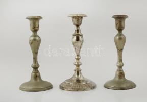3 db dekoratív gyertyatartó, alpakka ill. fém, m: 22 cm