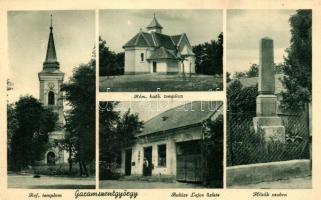 Garamszentgyörgy, Jur nad Hronom; Református és római katolikus templomok, Balázs Lajos üzlete, Hősök szobra / churches, shop, heroes monument (EK)