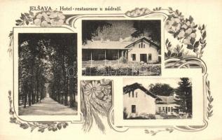Jolsva, Jelsava; Hotel restaurace u nadrazi / Vasúti vendéglő / Restaurant near the railway station, floral Art Nouveau (EK)