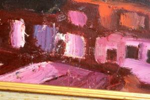 Cs. Németh Miklós (1934-2012): Duna-part, olaj, karton, jelzett, fa keretben, 9,5×59 cm