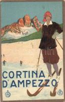 Cortina dAmpezzo / Tourist advertisement, skiing lady (EK)