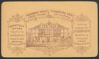 cca 1870  Férfiportré, Szentkuty István, Pest, keményhátú fotó, 10x6 cm