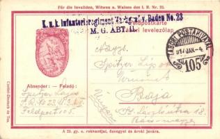 1914-1916 A 23. gyalogezred rokkantjai, özvegyei és árvái javára / 23. Inf. Rgt. / WWI K.u.K. military card, 23th infantry regiment