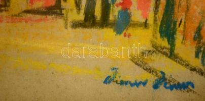 Diener jelzéssel: Párizs, pasztell, papír, üvegezett fa keretben, 28×35 cm