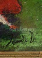 Jándi jelzéssel: Asztali társaság, pasztell, papír, üvegezett fa keretben, 35×42 cm