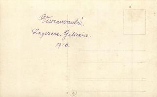 1916 Visszavonulás a galíciai Zagorcén. Termény megsemmisítés tűzzel / WWI K.u.K. military, Retreat ...