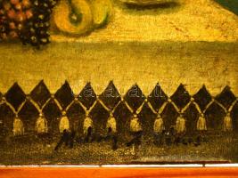 Molnár jelzéssel: Asztali csendélet, olaj, vászon, fa keretben, 18×25 cm