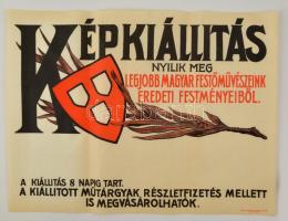 cca 1920-1930 Nemzeti Szalon Képkiállítás poszter, Bp., Merkur Műintézet, szakadással, 47x63cm