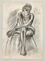 Frank jelzéssel: Ülő nő, pasztell, papír, 70×50 cm