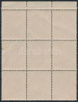 ~1940. "MNB" bélyeg, piros, ívszéli kilences tömbben, néhány halvány hajtáscsíkkal