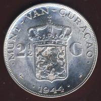 Curacao 1944. 2 1/2G Ag "Wilhelmina" T:BU