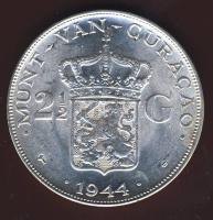 Curacao 1944. 2 1/2G Ag "Wilhelmina" T:BU