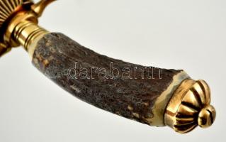 1988 Gazdagon díszített vadász dísztőr, E & F Hörster Solingen pengével, a pengetőnél ajándékozá...