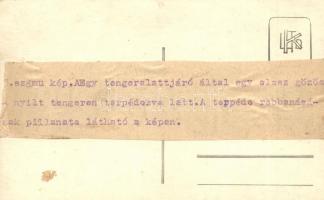 Osztrák-magyar haditengerészet tengeralattjárója által megtorpedózott olasz gőzös a nyílt tengeren. ...