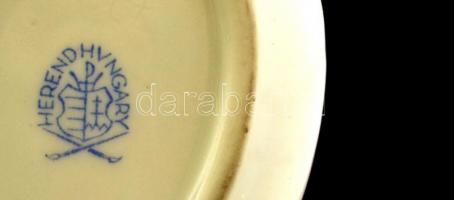 Herendi virágmintás hamutálka, kézzel festett, jelzett, hibátlan, 9x5 cm