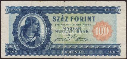 1946. 100Ft lefelé csúszott nyomat T:IV
