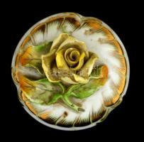 Herendi Viktória mintás bonbonier, kézzel festett, jelzett, kopásokkal, m: 8 cm