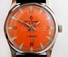 Henri Sandoz mechanikus karóra, tropikalizált / French watch tropicalised. Új bőr szíjjal