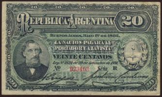 Argentína 1892. 20c T:II