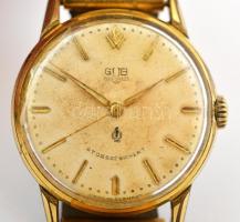 cca 1940 Glashütte ütésálló mechanikus karóra, eredeti bőr és fém szíjjal