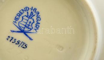 Herendi virág mintás porcelán aljak, 3 db, kézzel festett, jelzett, hibátlan, alj: d: 11 cm