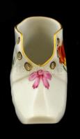 Herendi porcelán virágmintás cipő, kézzel festett, hibátlan, jelzett, 10x5x4 cm