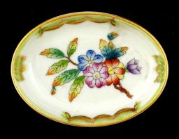 Herendi Viktória mintás porcelán tálka, kézzel festett, jelzett, hibátlan, 7x5 cm.