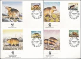 WWF Mole rat set block of 4 + 4 FDC + 4 CM WWF: Patkányvakond sor négyestömbben + 4 db FDC + 4 db CM