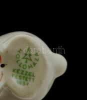 Hollóházi porcelán nyúl figura, kézzel festett, jelzett, hibátlan, m: 5.5 cm