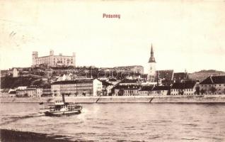 Pozsony, Bratislava, Pressburg; vár, gőzhajó / castle, steamship (EK)