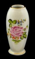 Herendi virágmintás mini váza, porcelán, kézzel festett, jelzett, hibátlan, 6.5 cm.
