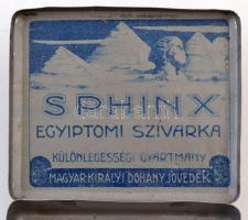 Sphinx egyiptomi szivarka fém doboz, kopásnyomokkal, 9×7,5×2,5 cm