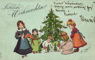 3 db RÉGI karácsonyi dombornyomott litho üdvözlőlap, vegyes minőség / 3 pre-1945 embossed litho Christmas greeting cards, mixed quality