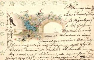 3 db RÉGI dombornyomott litho üdvözlőlap, vegyes minőség / 3 pre-1945 embossed litho greeting cards,...