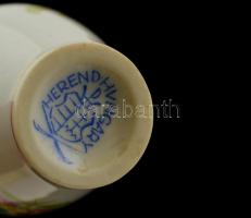 Herendi virágmintás mini váza, porcelán, kézzel festett, jelzett, hibátlan, 6 cm